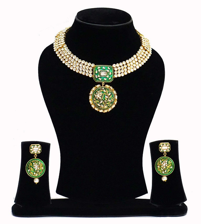 Green Meenakari Bridal Necklace Set