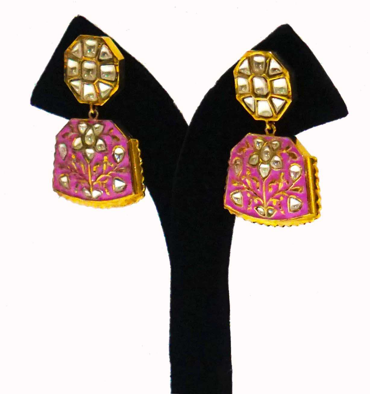 Pink Meenakari Danglers