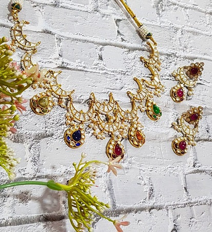 Navratna Bridal Necklace Set
