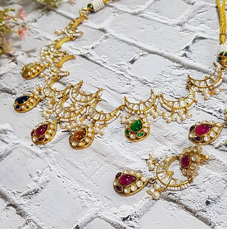 Navratna Bridal Necklace Set