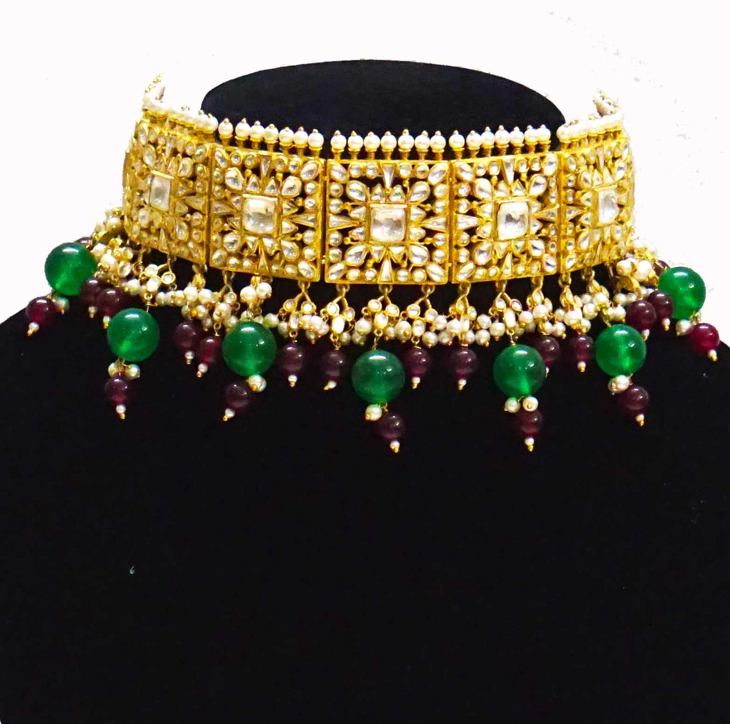 Red Green Bridal Chokar Set