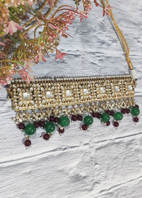 Red Green Bridal Chokar Set