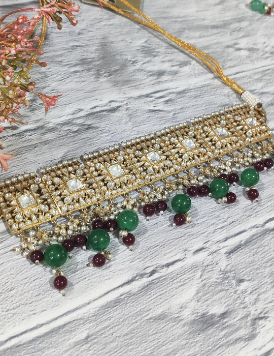 Red Green Bridal Chokar Set