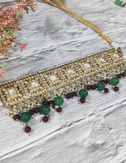 Red Green Bridal Chokar Set