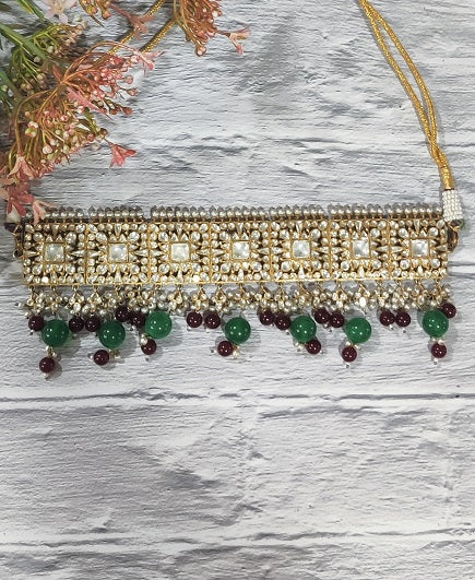 Red Green Bridal Chokar Set