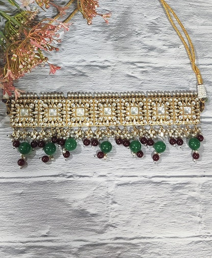 Red Green Bridal Chokar Set
