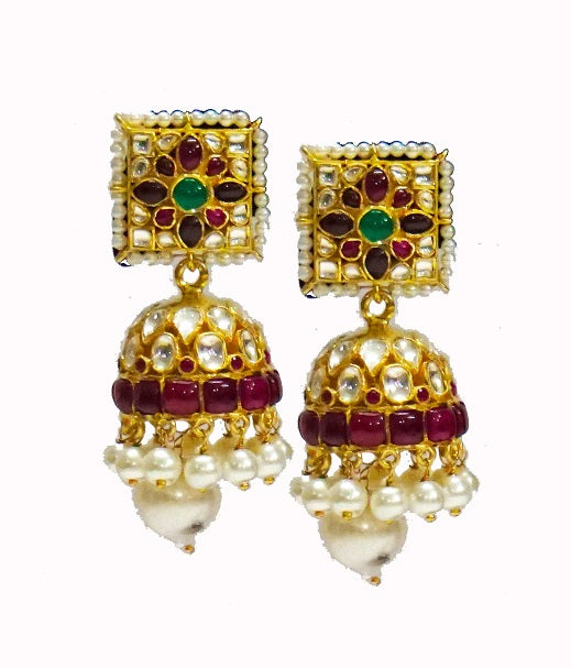Red Green Bridal Jhumka