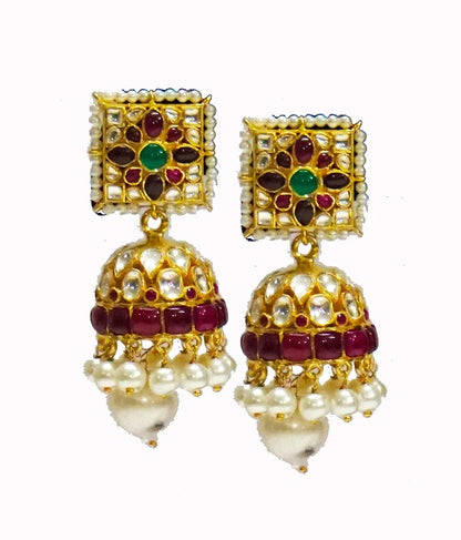 Red Green Bridal Jhumka