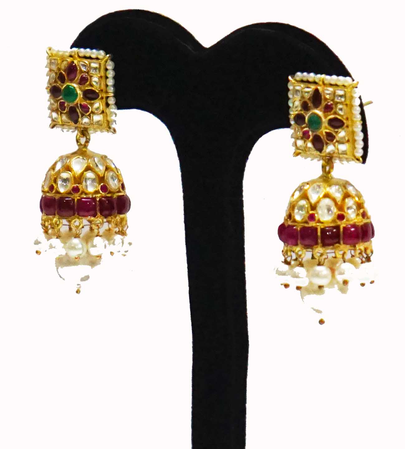 Red Green Bridal Jhumka