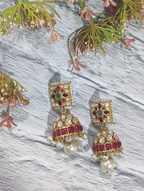 Red Green Bridal Jhumka