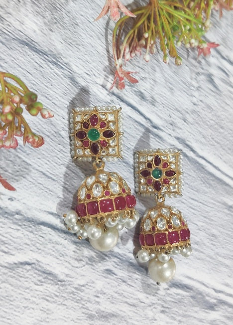 Red Green Bridal Jhumka
