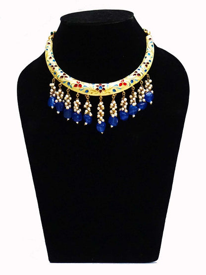 Blue Meenakari Hasli Necklace