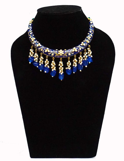 Blue Meenakari Hasli Necklace