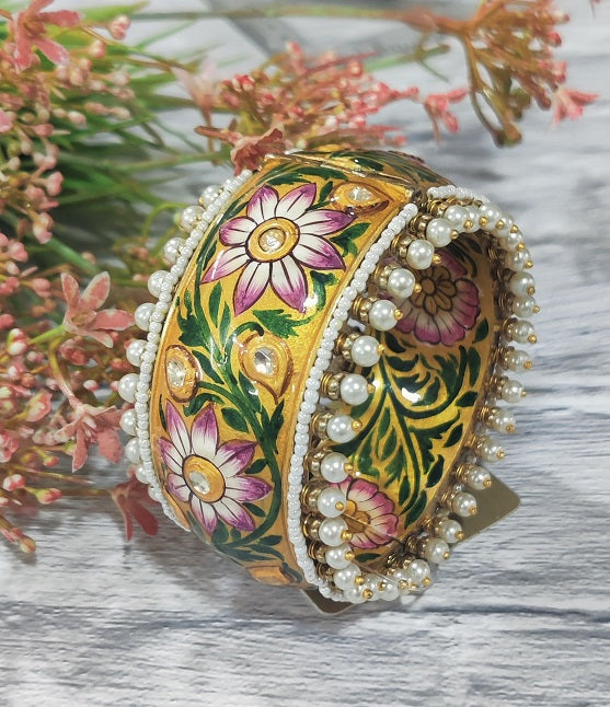 Yellow Meenakari Bridal Bangle