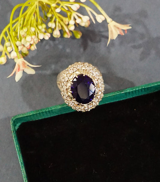Blue Oval Princess Cocktail Ring