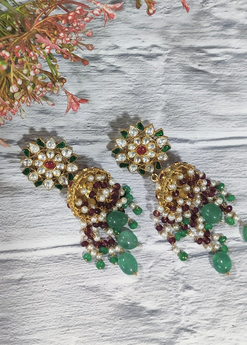 Floral Kundan Bridal Jhumka