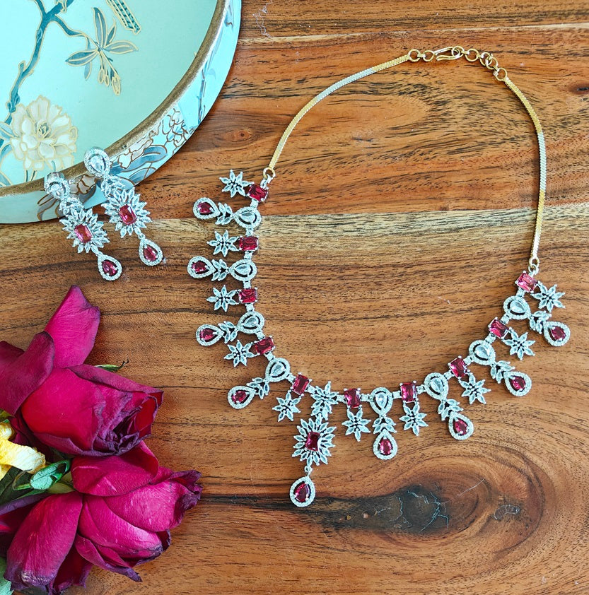 Alankar Ruby Diamond Necklace Set