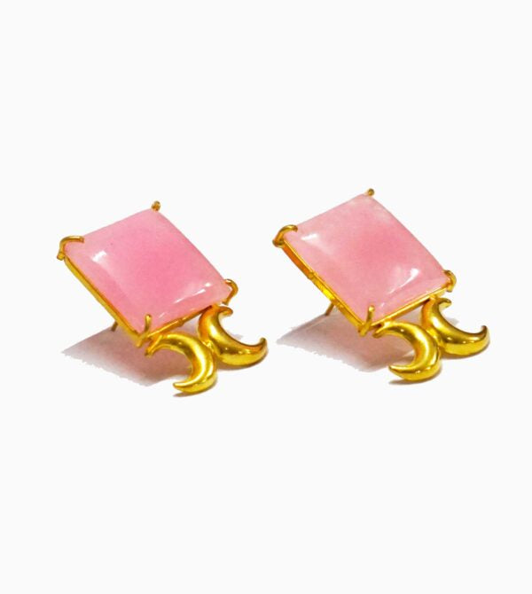 Rose Quartz Square Stud