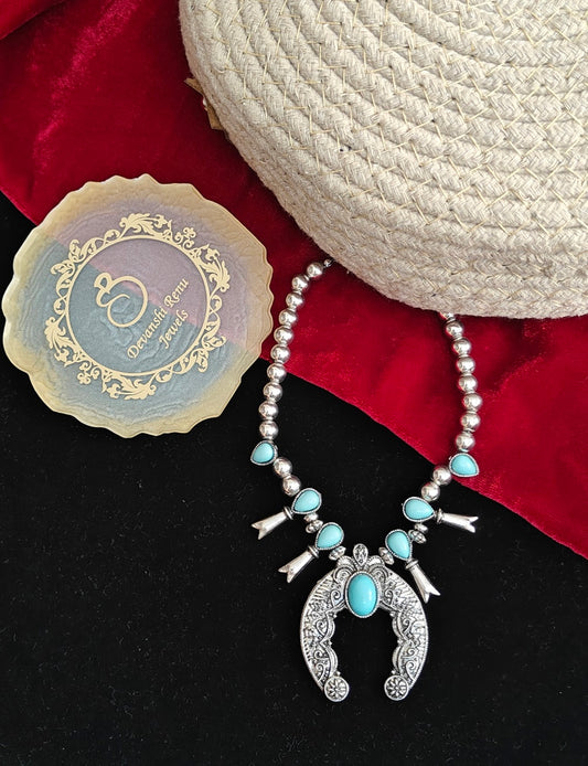 Alankar Turquoise Oxidized Necklace