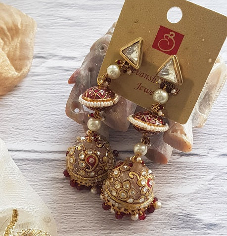 Rose Quartz Painted Jhumka