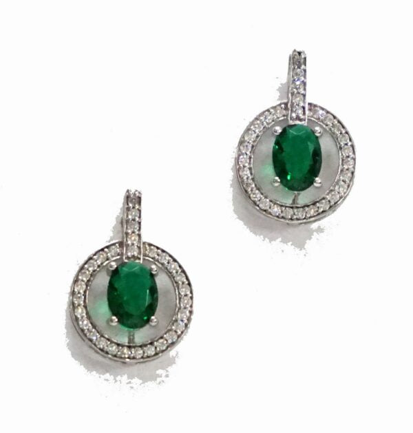 Green Round Drop Earrings