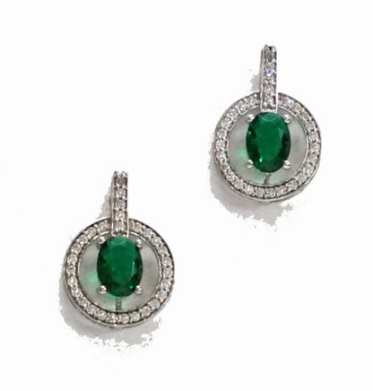 Green Round Drop Earrings