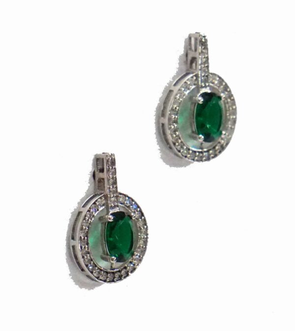 Green Round Drop Earrings
