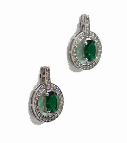 Green Round Drop Earrings