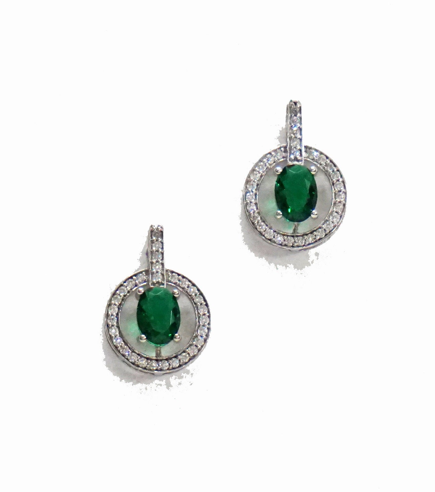 Green Round Drop Earrings