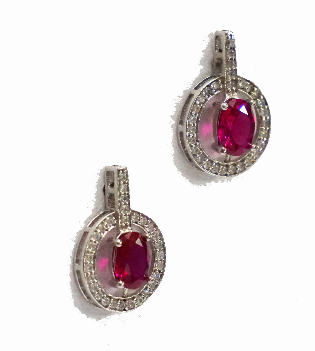 Red Round Drop Earrings