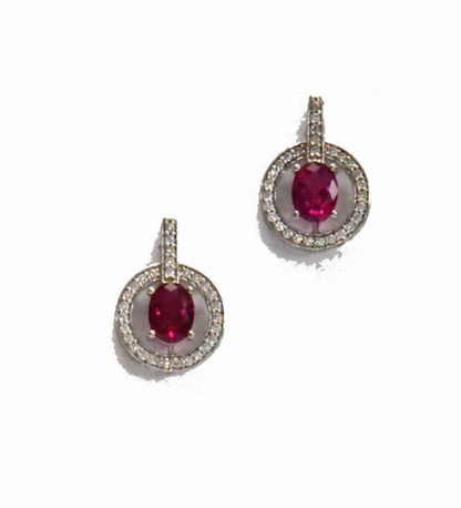 Red Round Drop Earrings