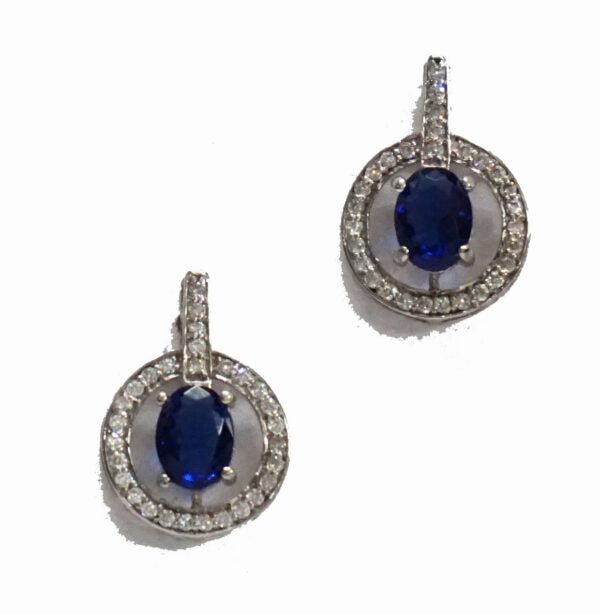 Blue Round Drop Earrings
