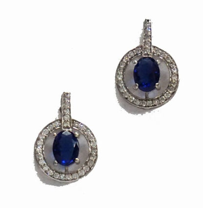 Blue Round Drop Earrings