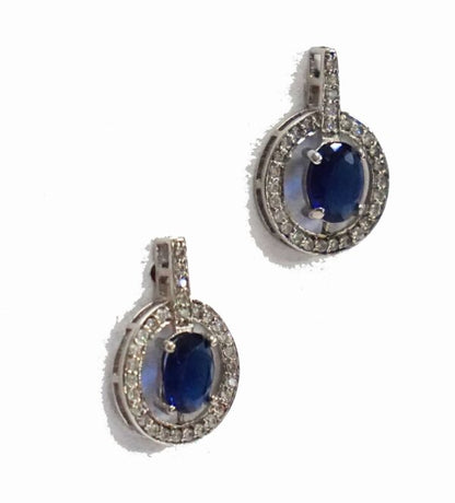 Blue Round Drop Earrings