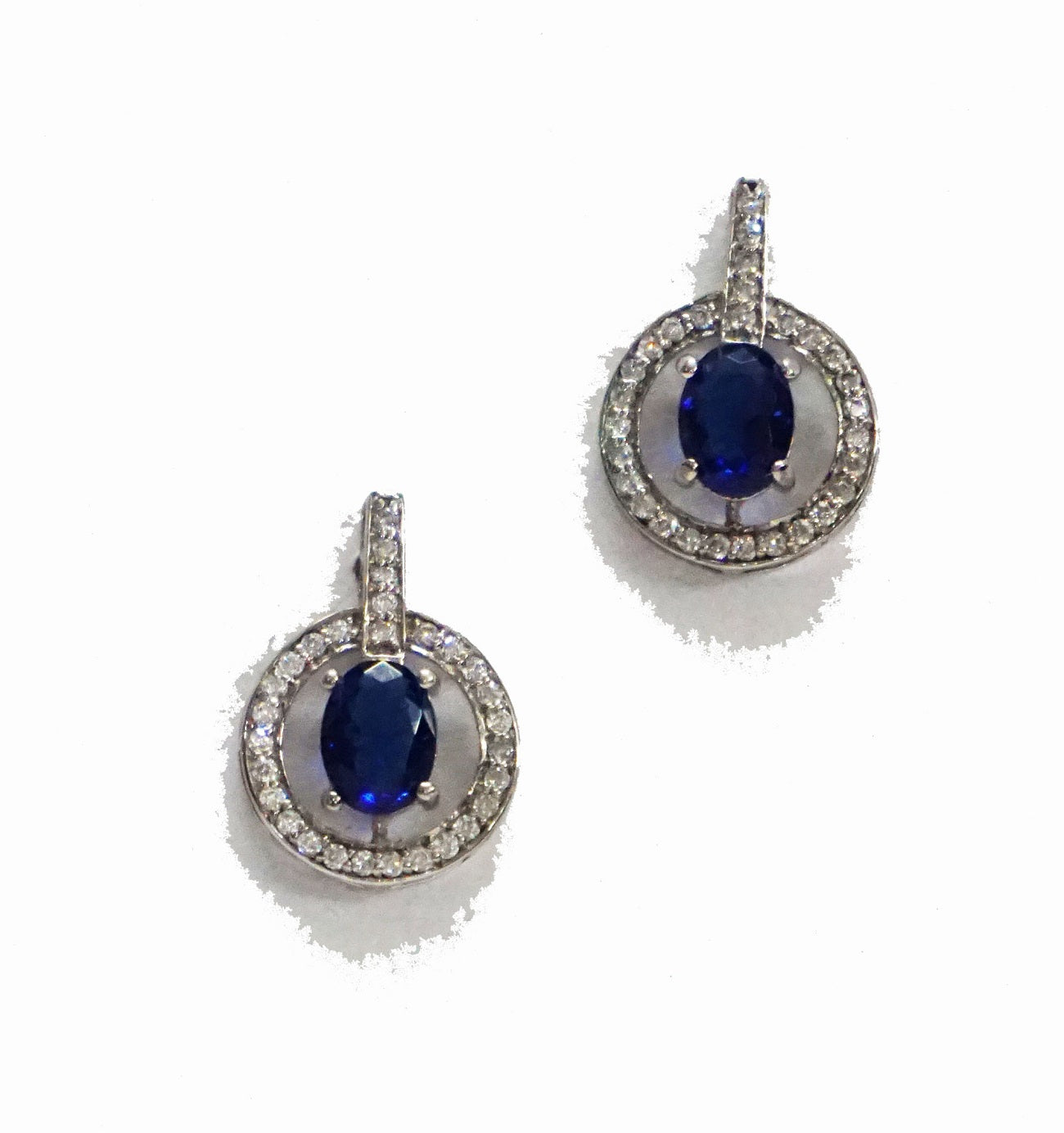 Blue Round Drop Earrings