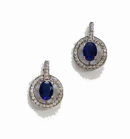 Blue Round Drop Earrings