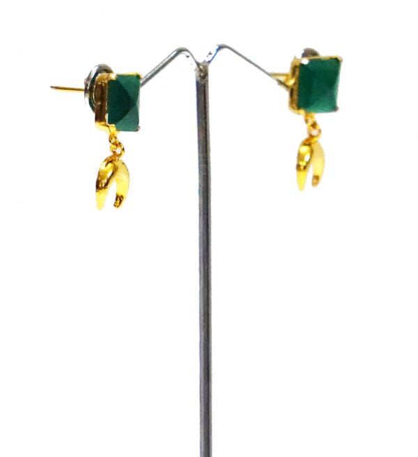 Green Stone Crescnet Dangler