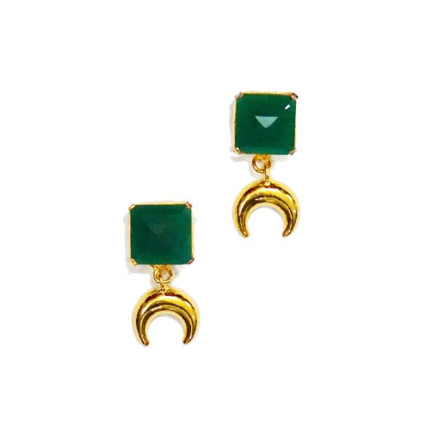 Green Stone Crescnet Dangler