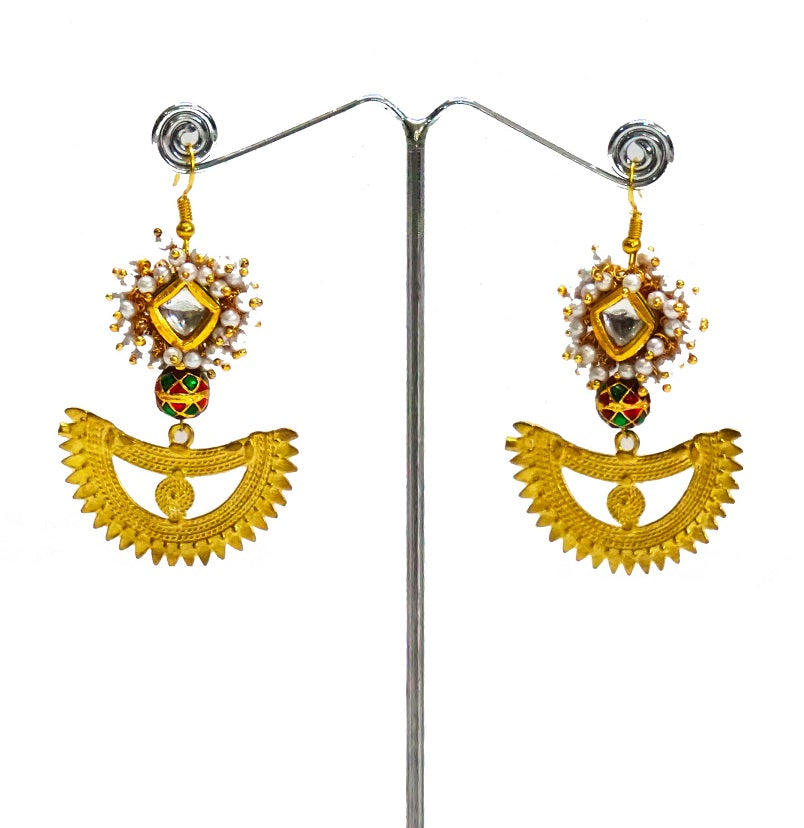 Kundan Meena Bead Dangler