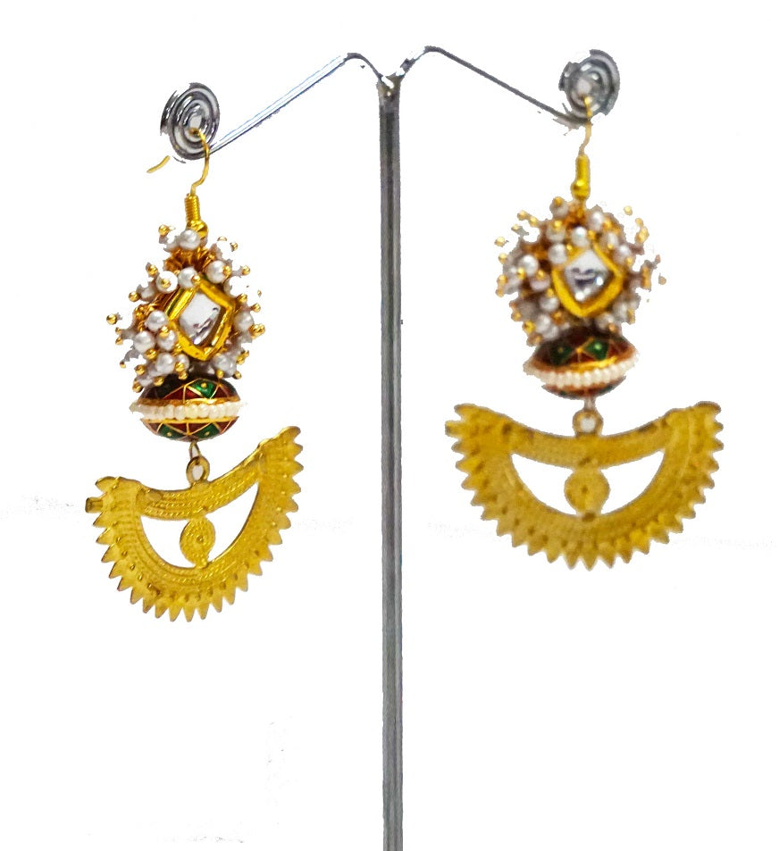 Kundan Meena Bead Dangler