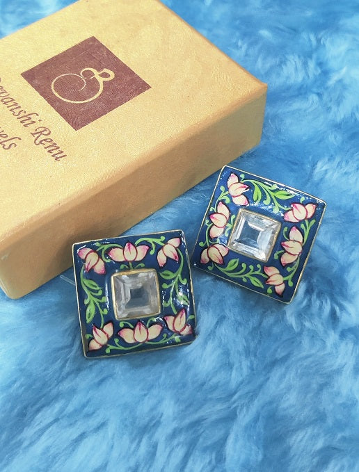Blue Meenakari Stud