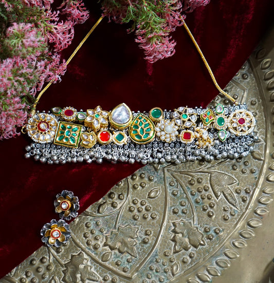 Alankar Tribal Chokar Green Set