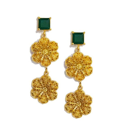 Green Stone Flower Dangler