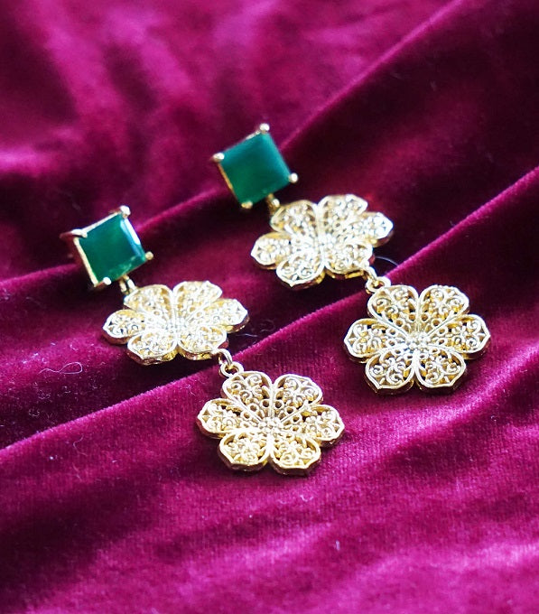 Green Stone Flower Dangler