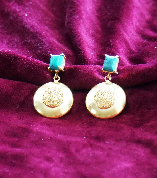 Turquoise Round Filigree Dangler