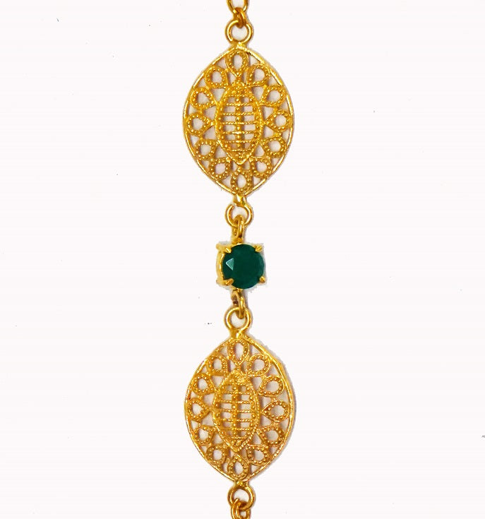 Green Stone Filigree Bracelet