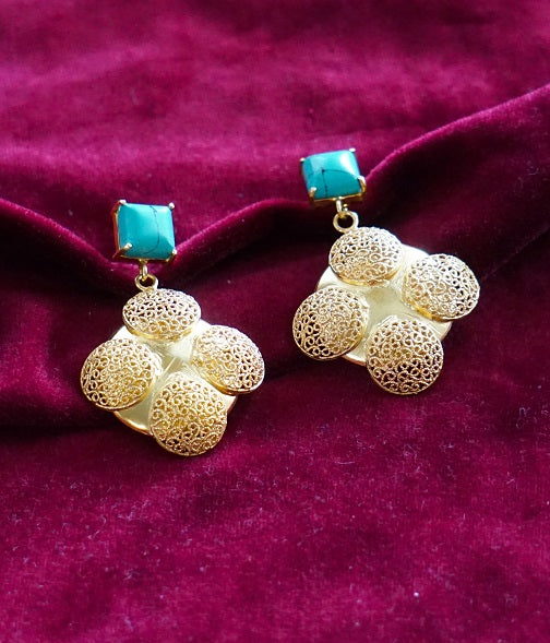 Turquoise Round Filigree Dangler