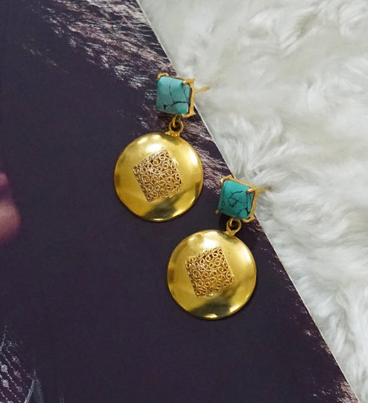 Turquoise Round Square Dangler