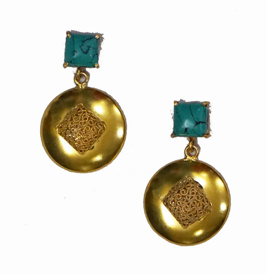 Turquoise Round Square Dangler
