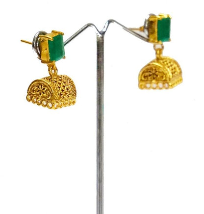 Green Stone Jhumka